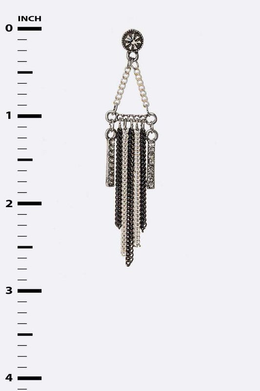 Mix Chain Tassel Earrings