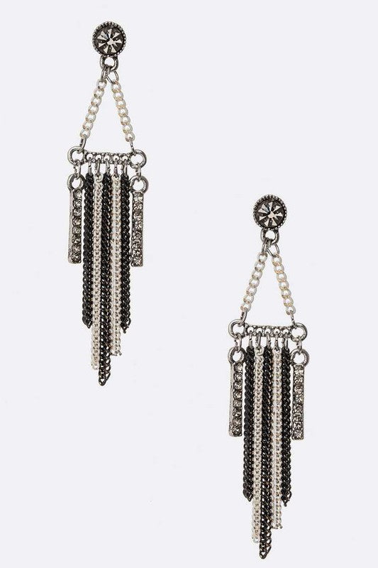 Mix Chain Tassel Earrings