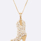 Cubic Zirconia Cowboy Boot Pendant Necklace