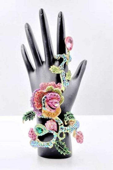 Crystal Rose Statement Palm Bracelet - Rebel K Collective