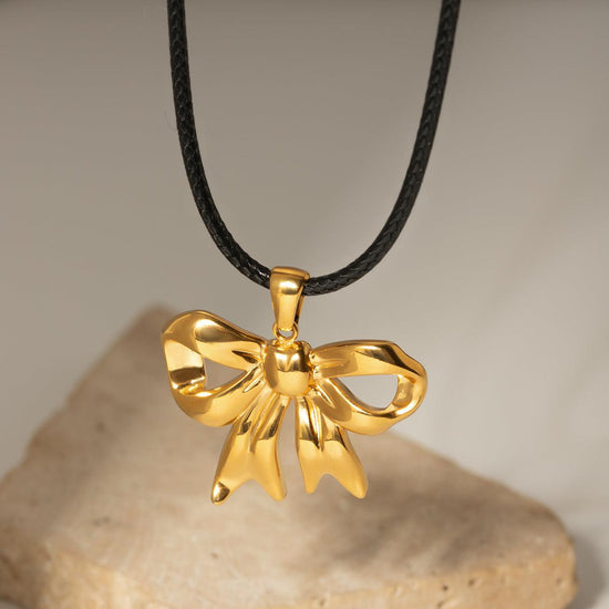 18K Gold-Plated Bow Pendant Necklace - Rebel K Collective