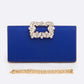 Crystal Buckle Metallic Box Clutch