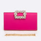 Crystal Buckle Metallic Box Clutch