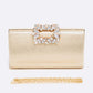 Crystal Buckle Metallic Box Clutch