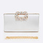 Crystal Buckle Metallic Box Clutch