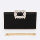 Crystal Buckle Metallic Box Clutch