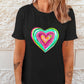 Heart Round Neck Short Sleeve T-Shirt