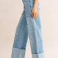 High-Waisted Wide Leg Cuffed Jeans