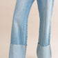 High-Waisted Wide Leg Cuffed Jeans