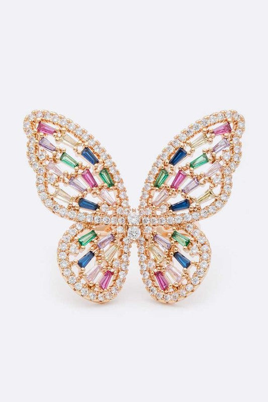 CZ Butterfly Adjustable Fashion Ring