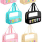 Chenille Letter Clear Travel Bag Luggage Makeup