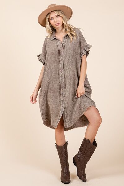 Cotton gauze shirt dress