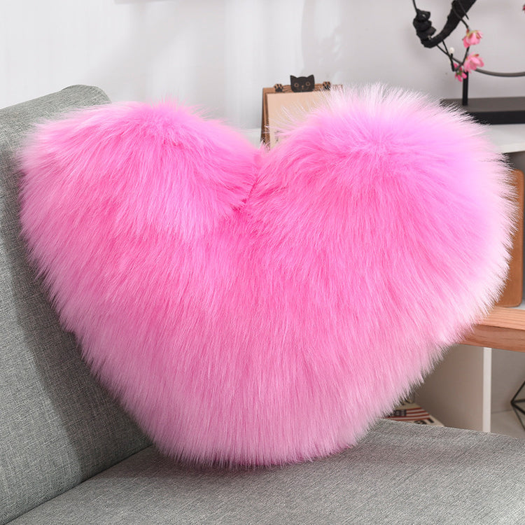 Throw Pillows Heart Shape Long Plush Fluffy Shaggy Cushion Cover Sofa Cushions Decorative Pillow Covers Pillowcase White