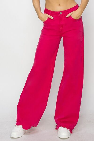 High rise wide leg jeans