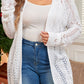 White Plus Size Eyelet Knit Open Front Cardigan