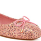 Apollon Bow Detail Foil Print Suede Ballerinas