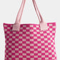 Fame Checkered Pattern Tote Bag