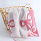 Pink 127*152cm Bow Printed Cozy Soft Throw Blanket