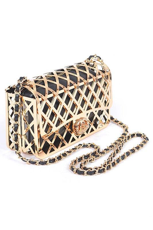 2 In 1 Metal Cage Iconic Shoulder Bag - Rebel K Collective