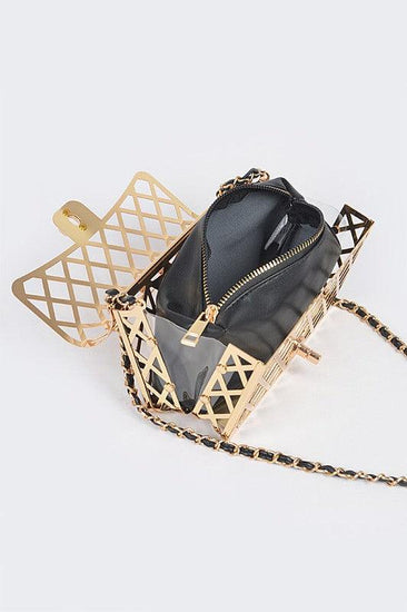 2 In 1 Metal Cage Iconic Shoulder Bag - Rebel K Collective