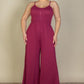 Plus Size Button Front Wide Leg Jumpsuit - Rebel K Collective