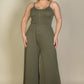 Plus Size Button Front Wide Leg Jumpsuit - Rebel K Collective