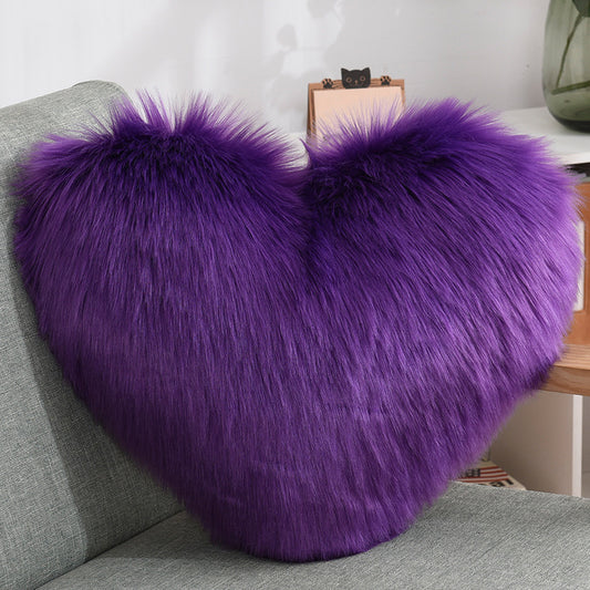 Throw Pillows Heart Shape Long Plush Fluffy Shaggy Cushion Cover Sofa Cushions Decorative Pillow Covers Pillowcase White