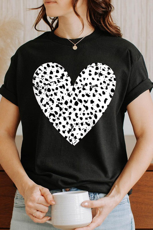 COTTON SHORT SLEEVE HEART T-SHIRT