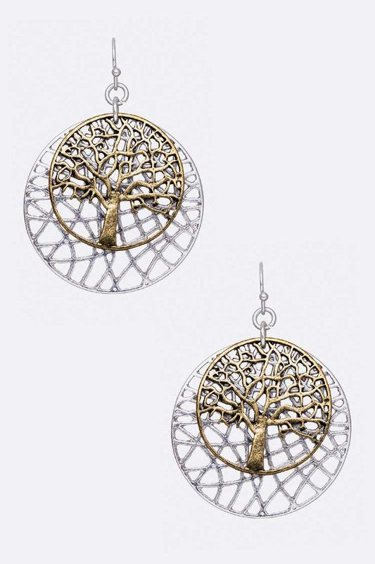 Willow Tree 2 Tone Earrings