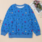 Sky Blue Leopard Drop Shoulder Plus Size Sweatshirt