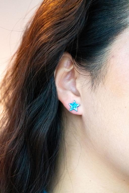 Star Studs - Blue Glitter