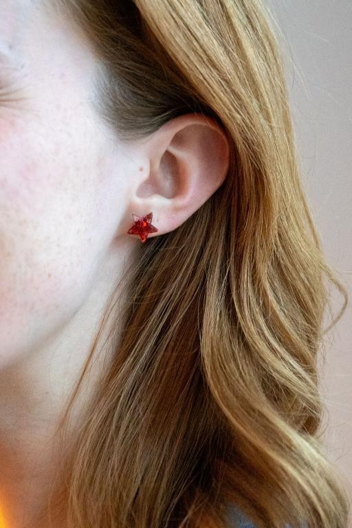 Star Studs - Red Glitter