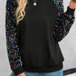 Sequin Round Neck Long Sleeve Blouse