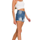 Plus Mid Rise Raw Frayed Hem Denim Shorts - Rebel K Collective