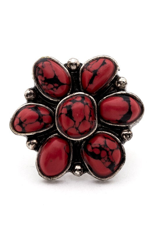 Western Stone Flower Stretch Ring