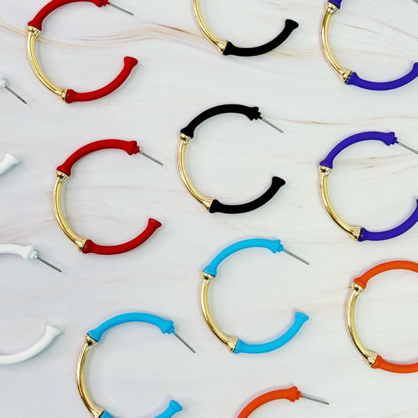 Color Coated Bamboo Hoop Earrings