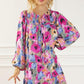 Women Floral Tie Neck Bubble Sleeve Shift Dress - Rebel K Collective