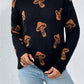 Graphic Mock Neck Dropped Shoulder Sweater