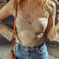 Mesh Crochet Patchwork Slim Fit Long Sleeve Blouse