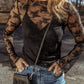 Mesh Crochet Patchwork Slim Fit Long Sleeve Blouse