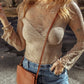 Mesh Crochet Patchwork Slim Fit Long Sleeve Blouse