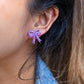 Bow Studs - Purple Glitter