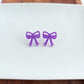 Bow Studs - Purple Glitter