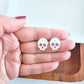 Skull Studs - White Glitter