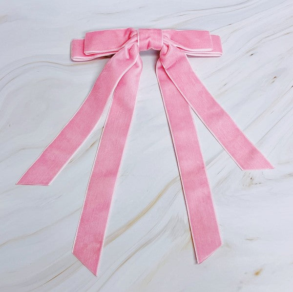 Double Bow Double Sash Velvet Hair Clip