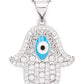 Cubic Zirconia Hamsa Pendant Necklace