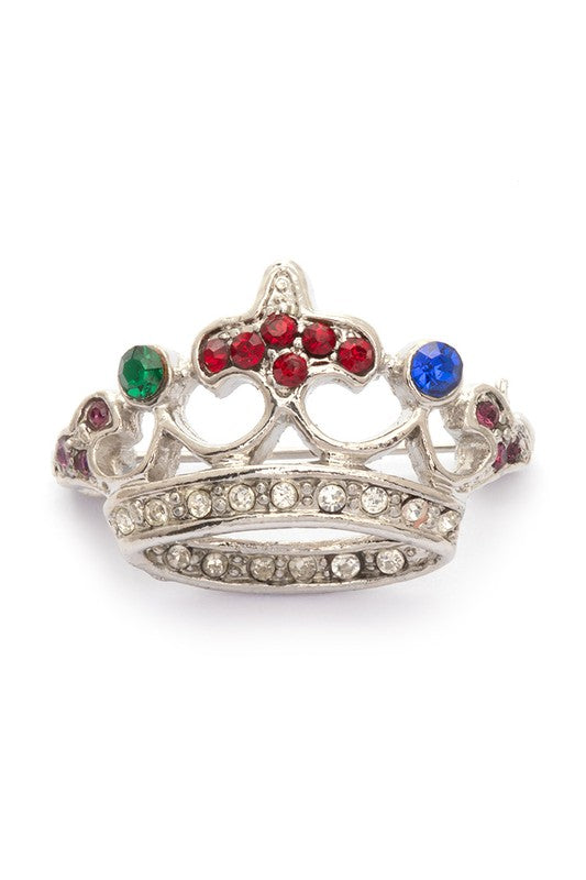 Crystal Crown Brooch