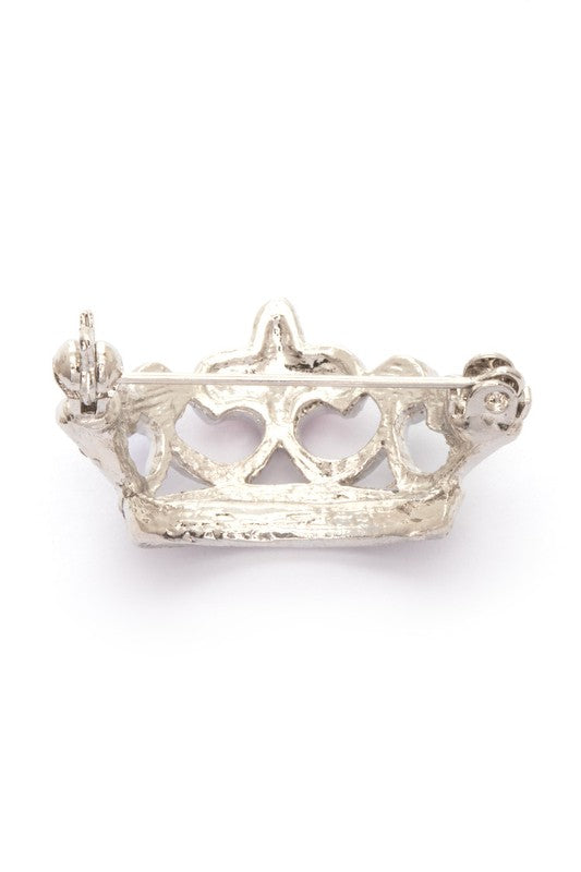 Crystal Crown Brooch