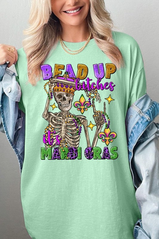 Bead Up Bitches It's Mardi Gras Heavyweight Tee