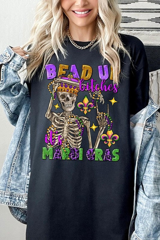 Bead Up Bitches It's Mardi Gras Heavyweight Tee